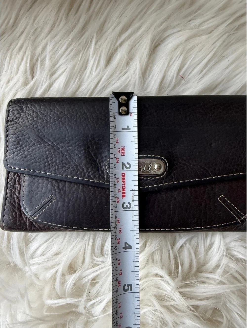 Fossil Genuine Leather Black Wallet with Zip Pocket